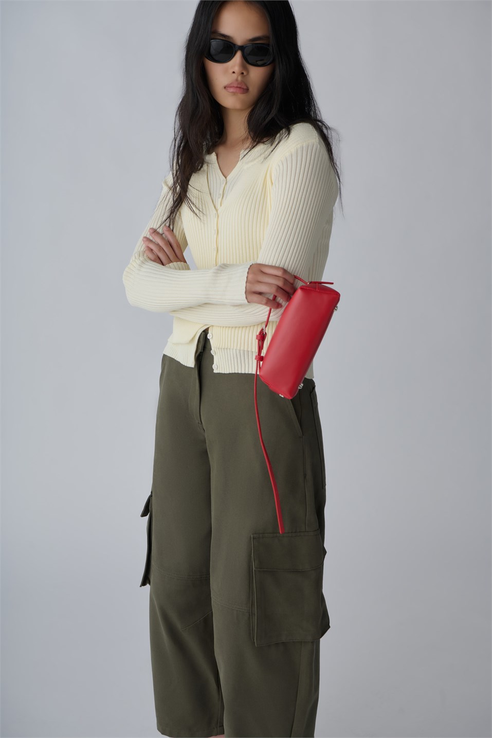 Double-Layer Ribbed Knit Cardigan