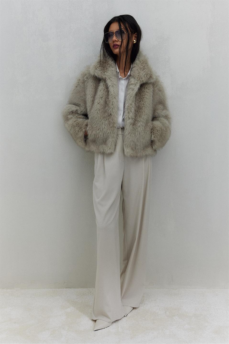 Krem Janet Bol Paça Pantolon