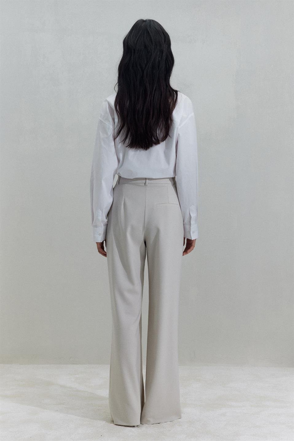 Krem Janet Bol Paça Pantolon