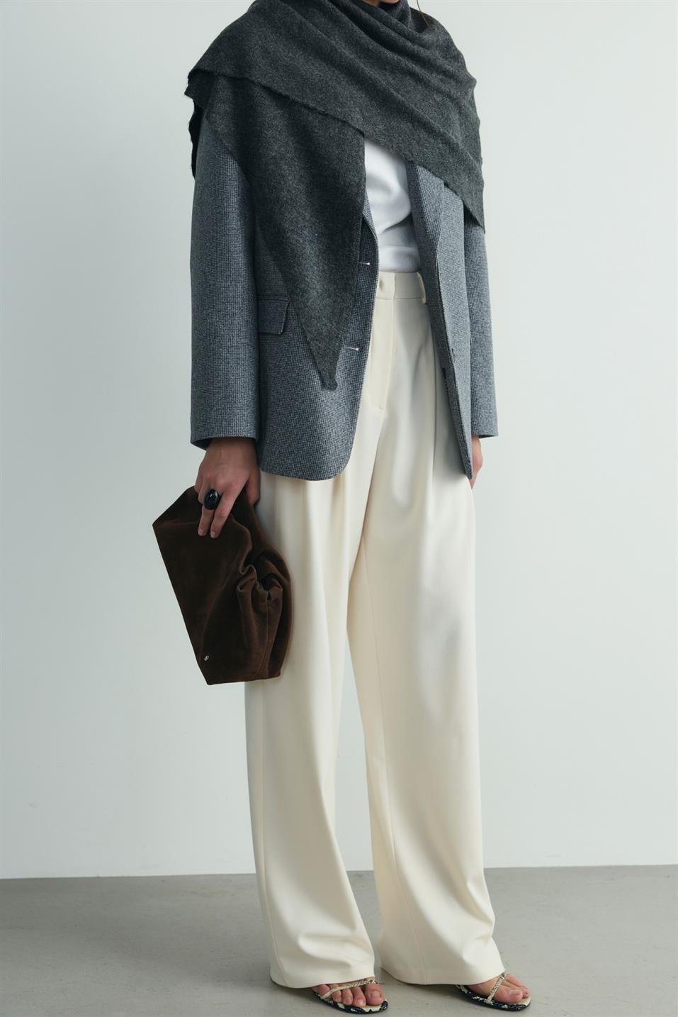 Krem Lina Pileli Pantolon