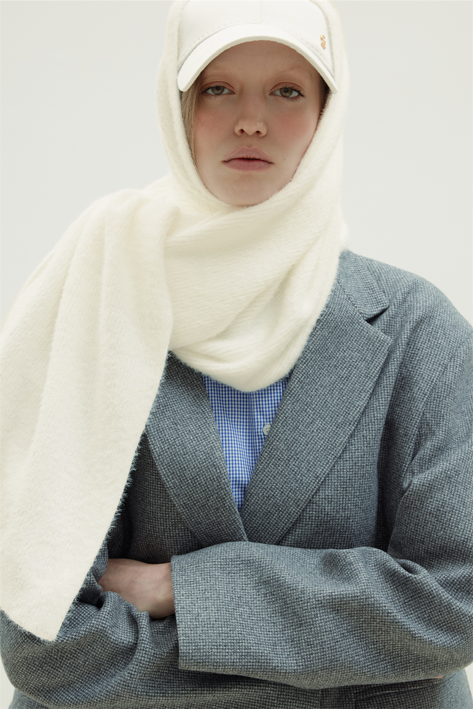 Krem Yumuşak Dokulu Geniş Atkı