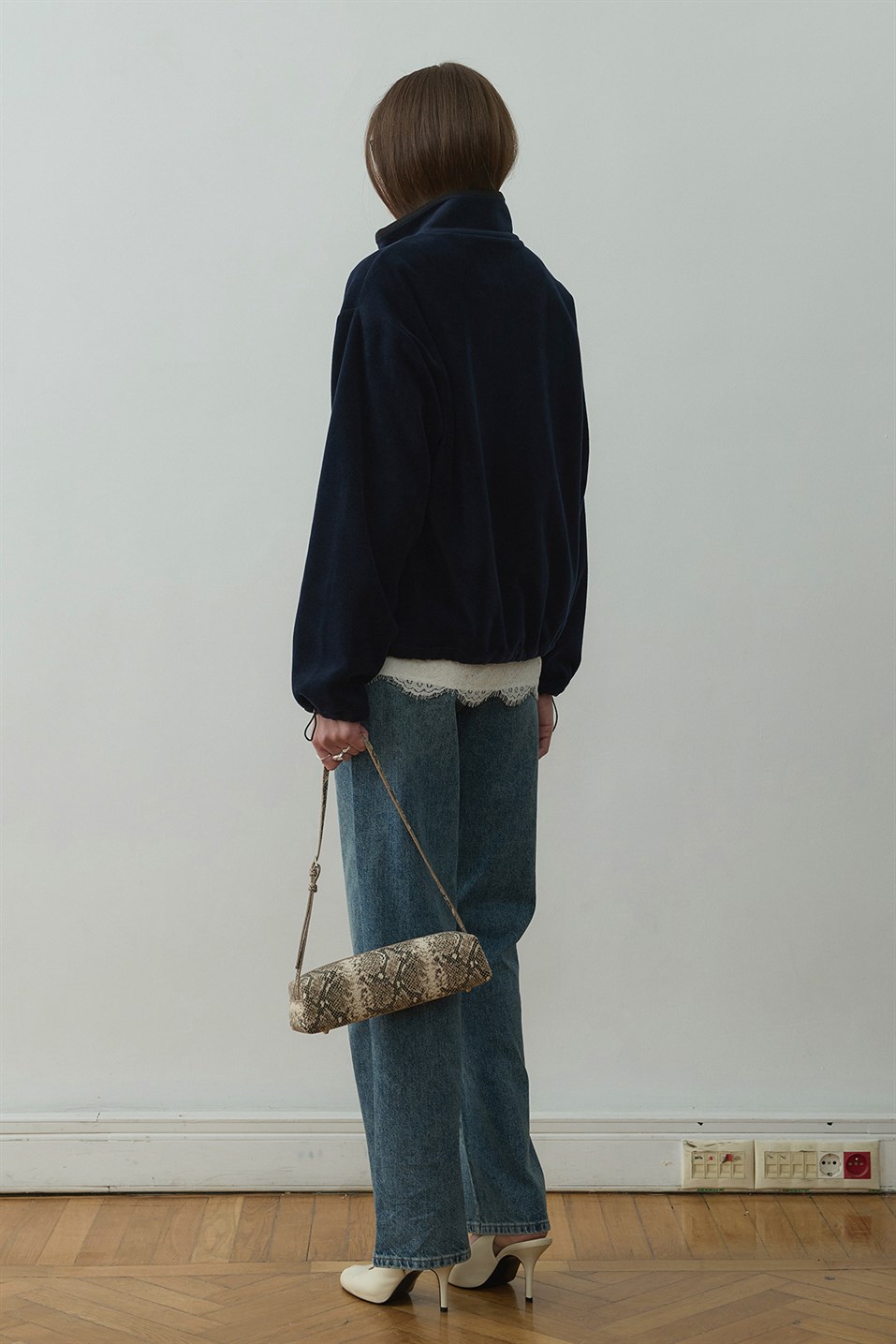 Lacivert Anu Oversize Fermuarlı Polar Hırka