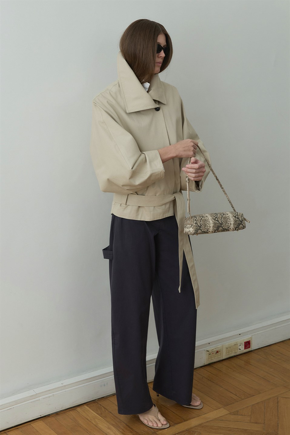 Lacivert Raffy Geniş Paça Pantolon