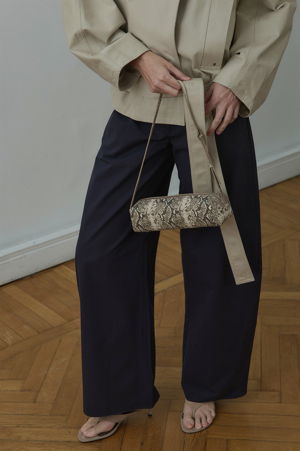 Lacivert Raffy Geniş Paça Pantolon