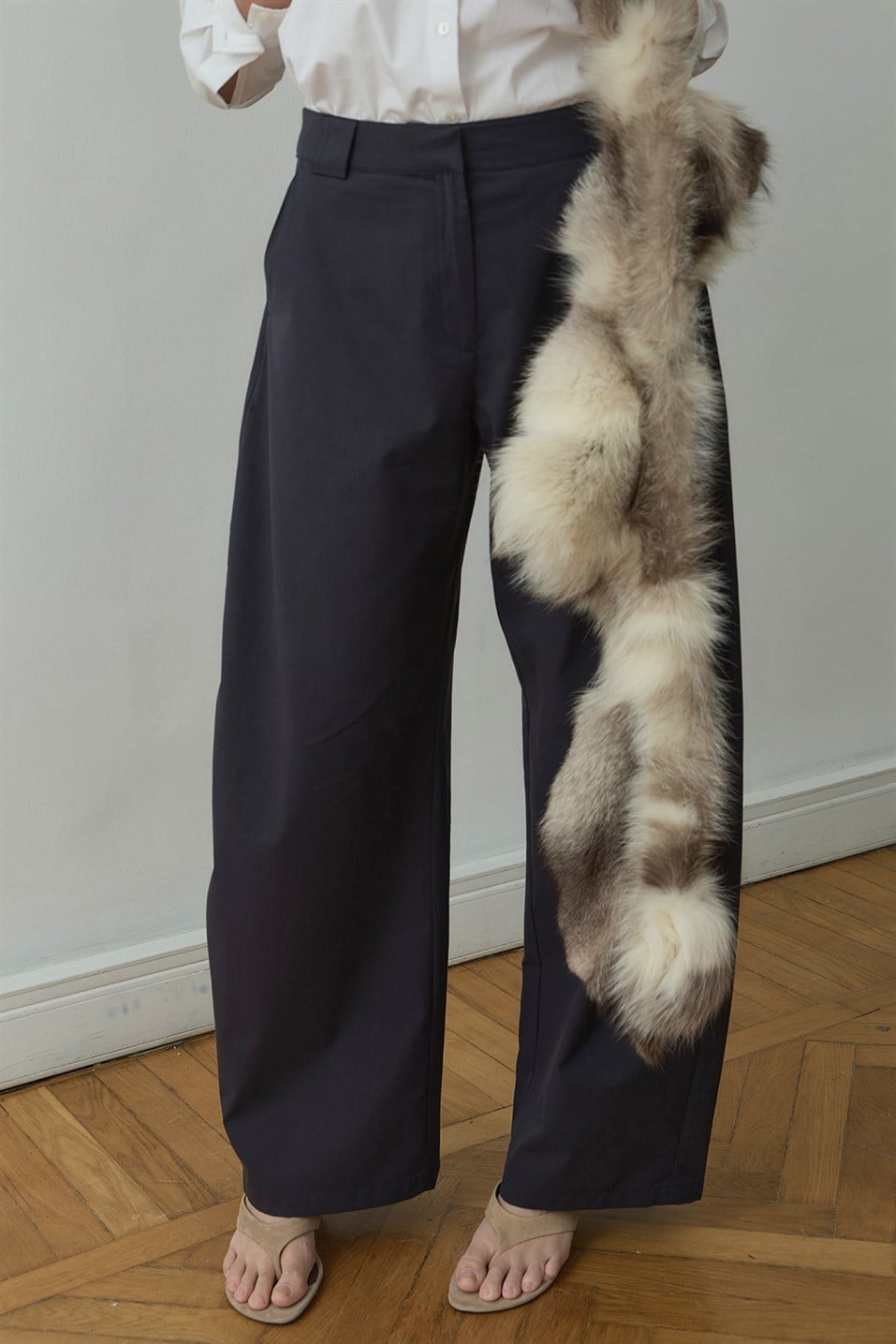 Lacivert Raffy Geniş Paça Pantolon