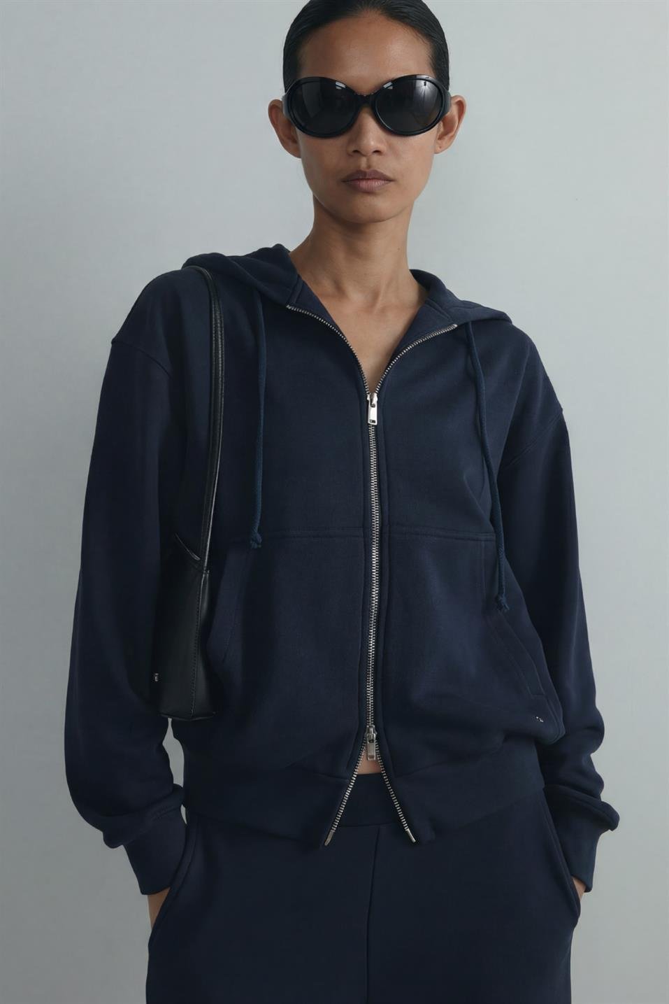 Lacivert Salted Fermuarlı Hırka