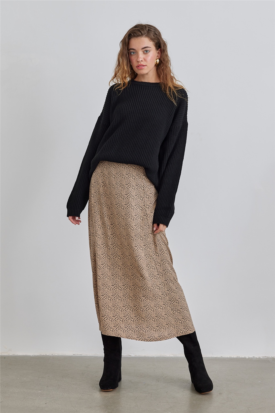 Leopard Pattern Viscose Skirt
