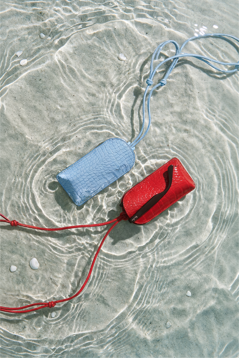 Mavi Deri Gözlük Kılıfı