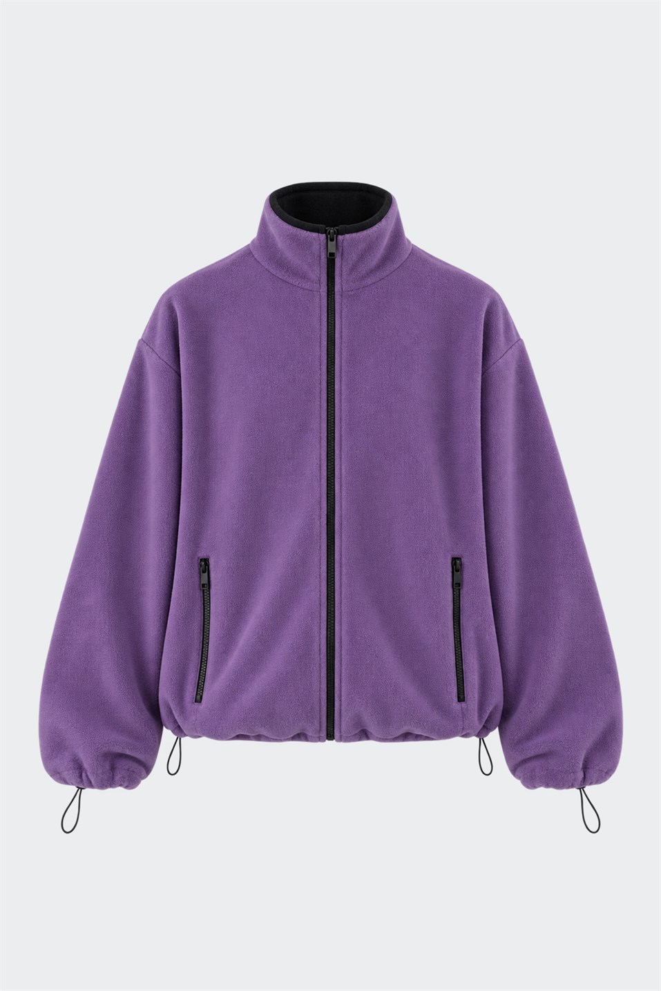 Mor Anu Oversize Fermuarlı Polar Hırka