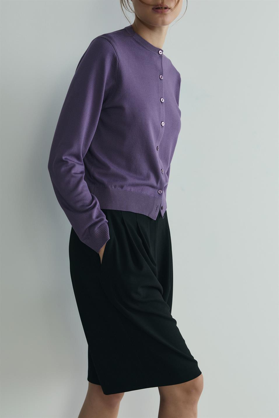 Mor Lea Triko Hırka