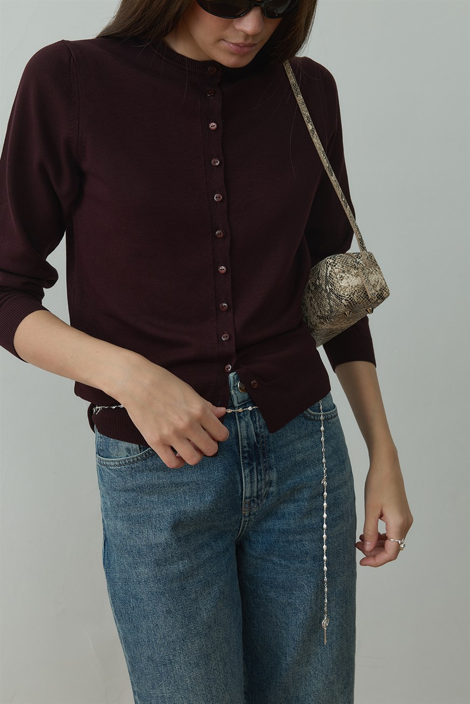 Mürdüm Arya Triko Hırka