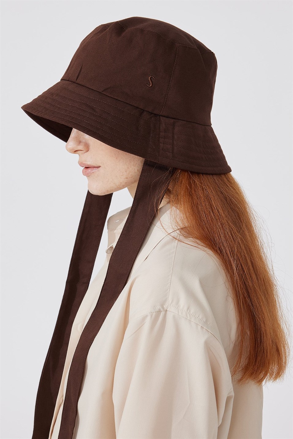 Bitter Brown Embroidery Bucket Hat
