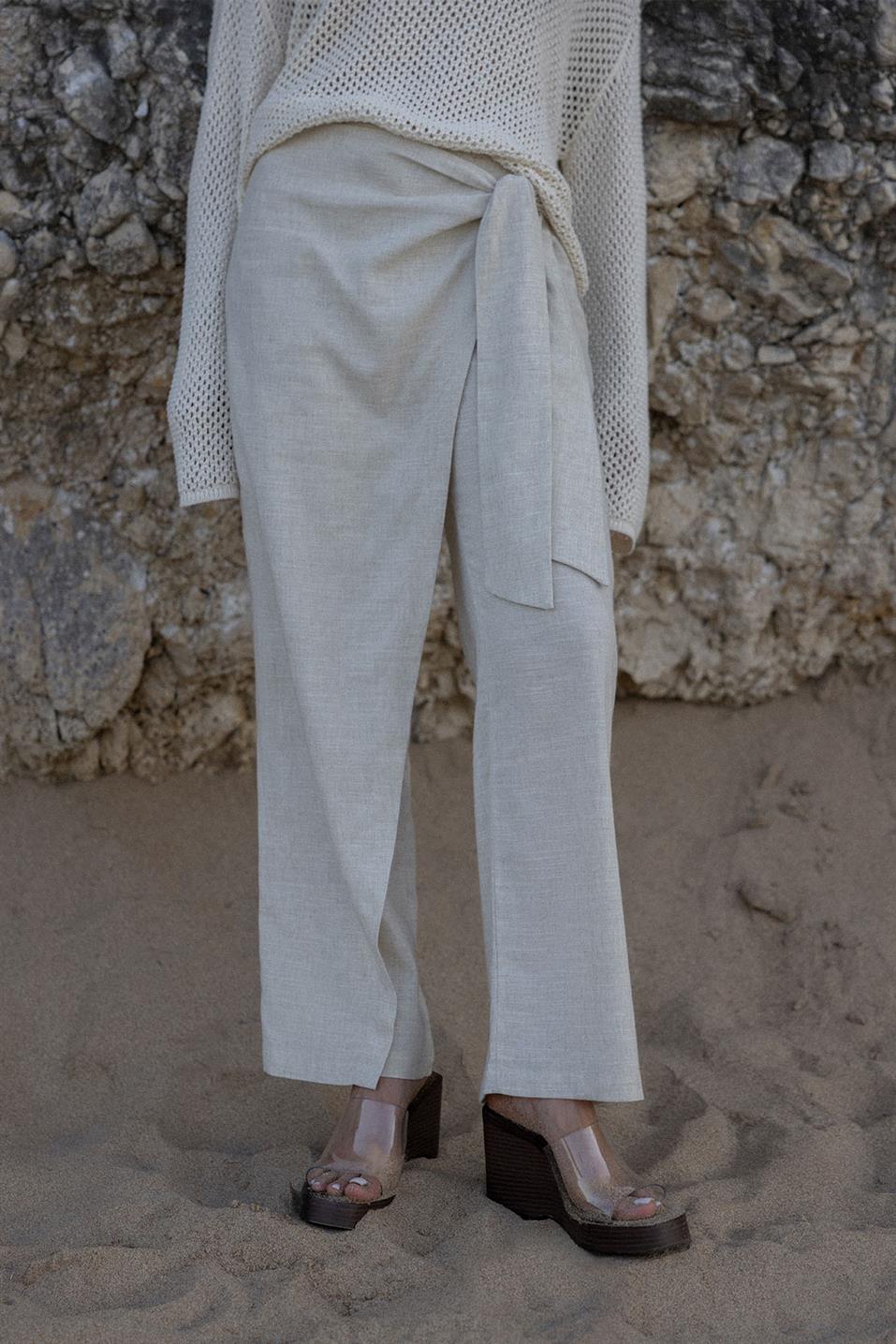 Natürel Alia Keten Anvelop Pantolon