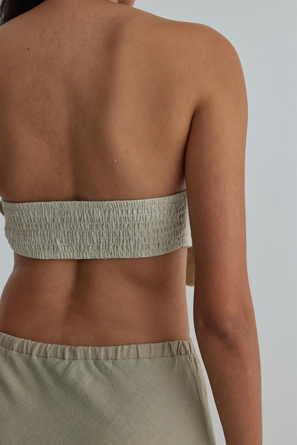 Natürel Flore Keten Bluz