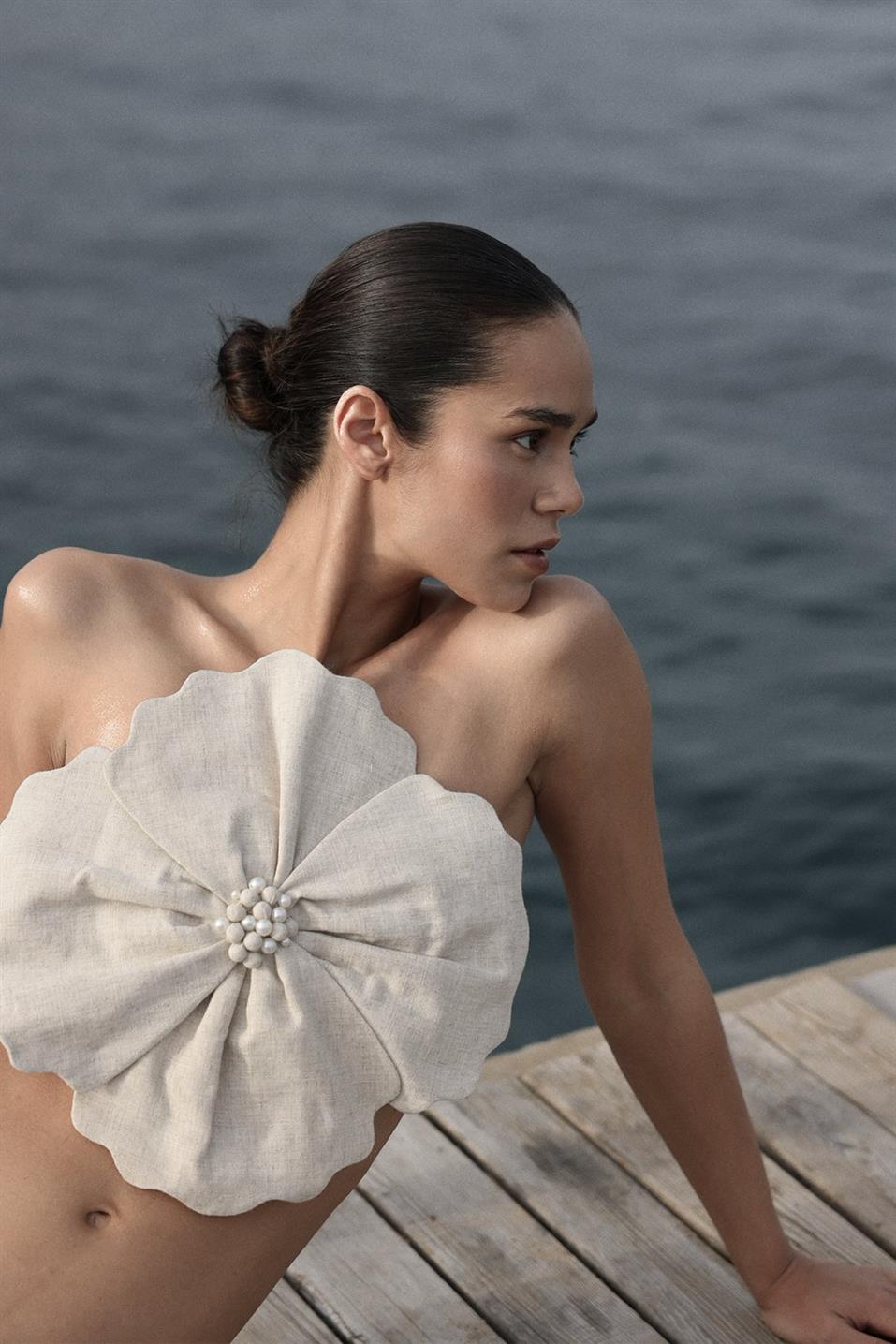 Natürel Flore Keten Bluz