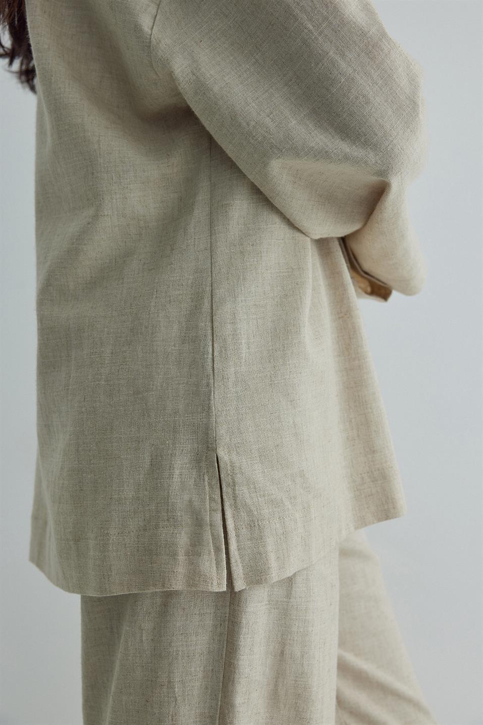 Natürel Kavala Keten Bluz