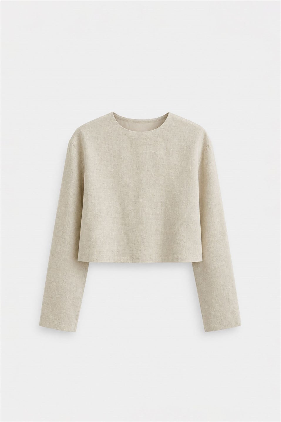 Mussel Crop Linen Blouse
