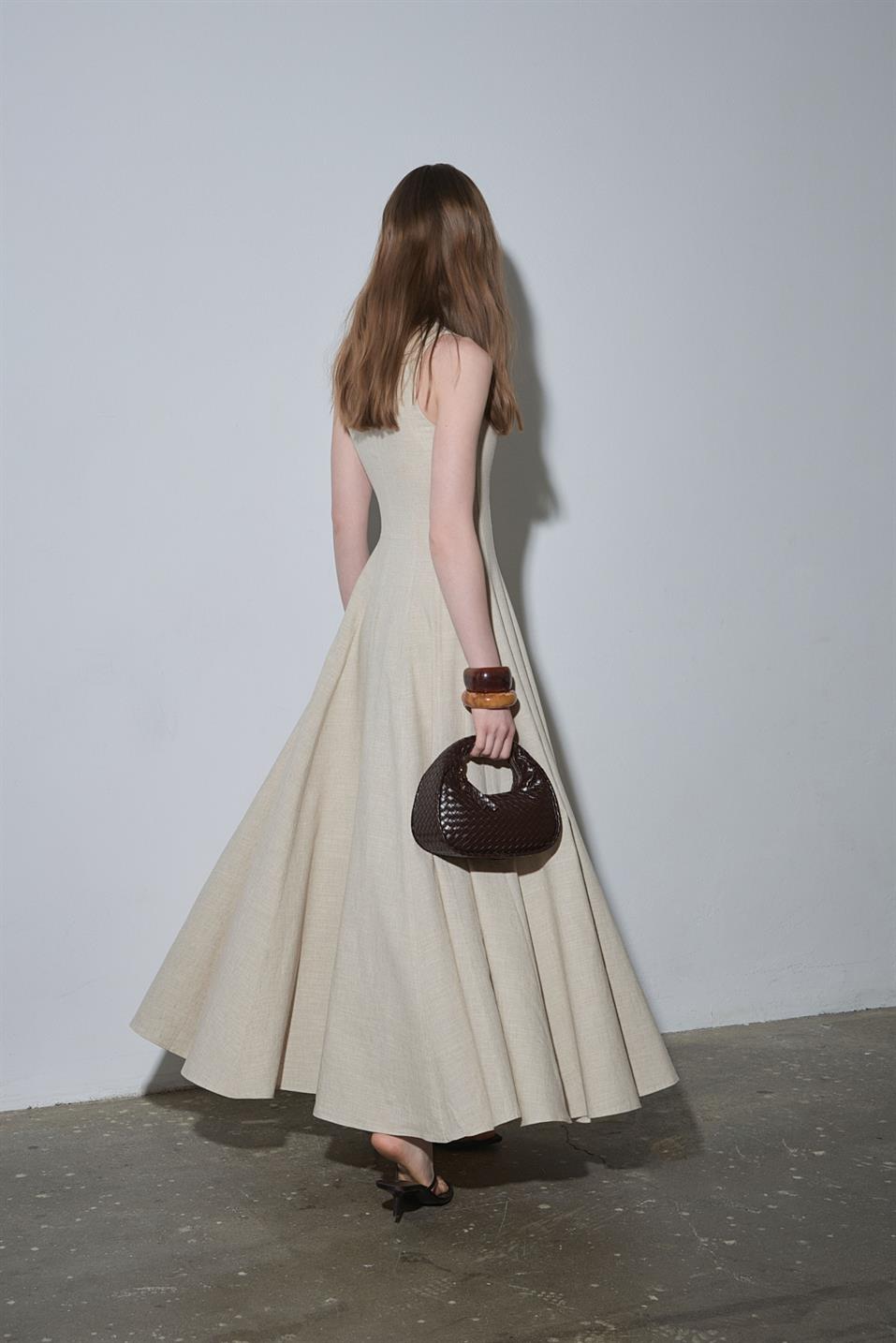 Natürel Erin Keten Kloş Elbise