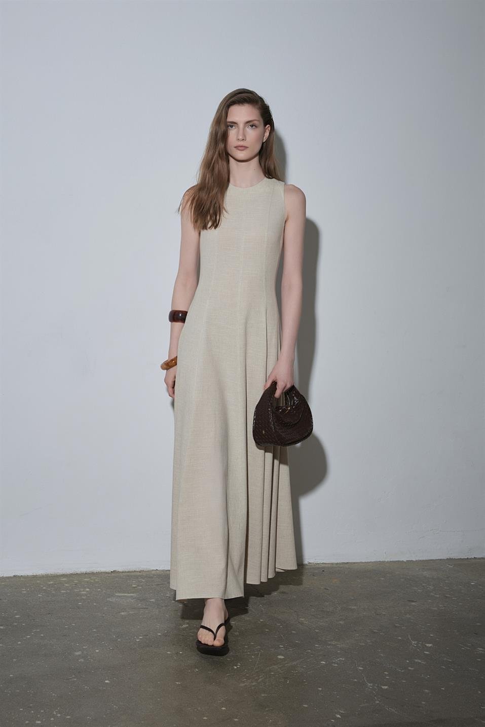 Natürel Erin Keten Kloş Elbise