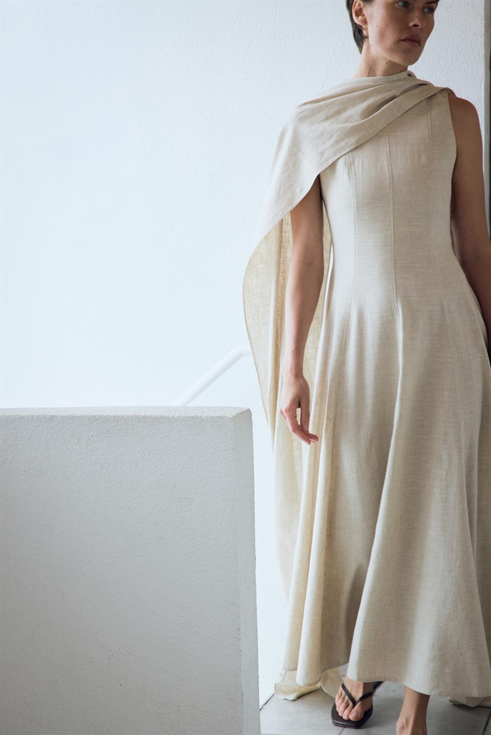 Natürel Erin Keten Kloş Elbise