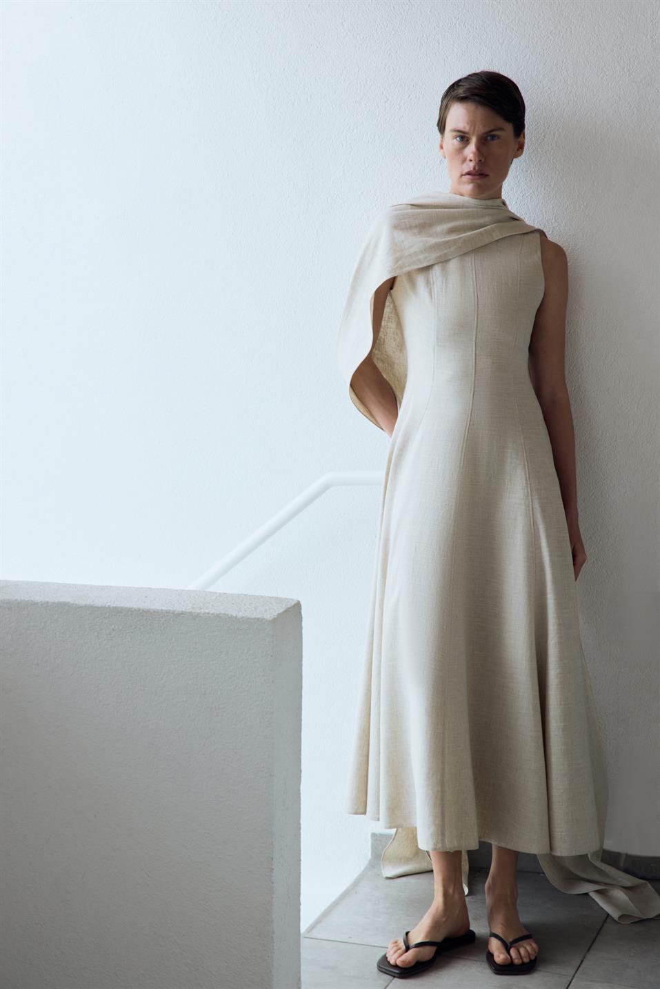 Natürel Erin Keten Kloş Elbise