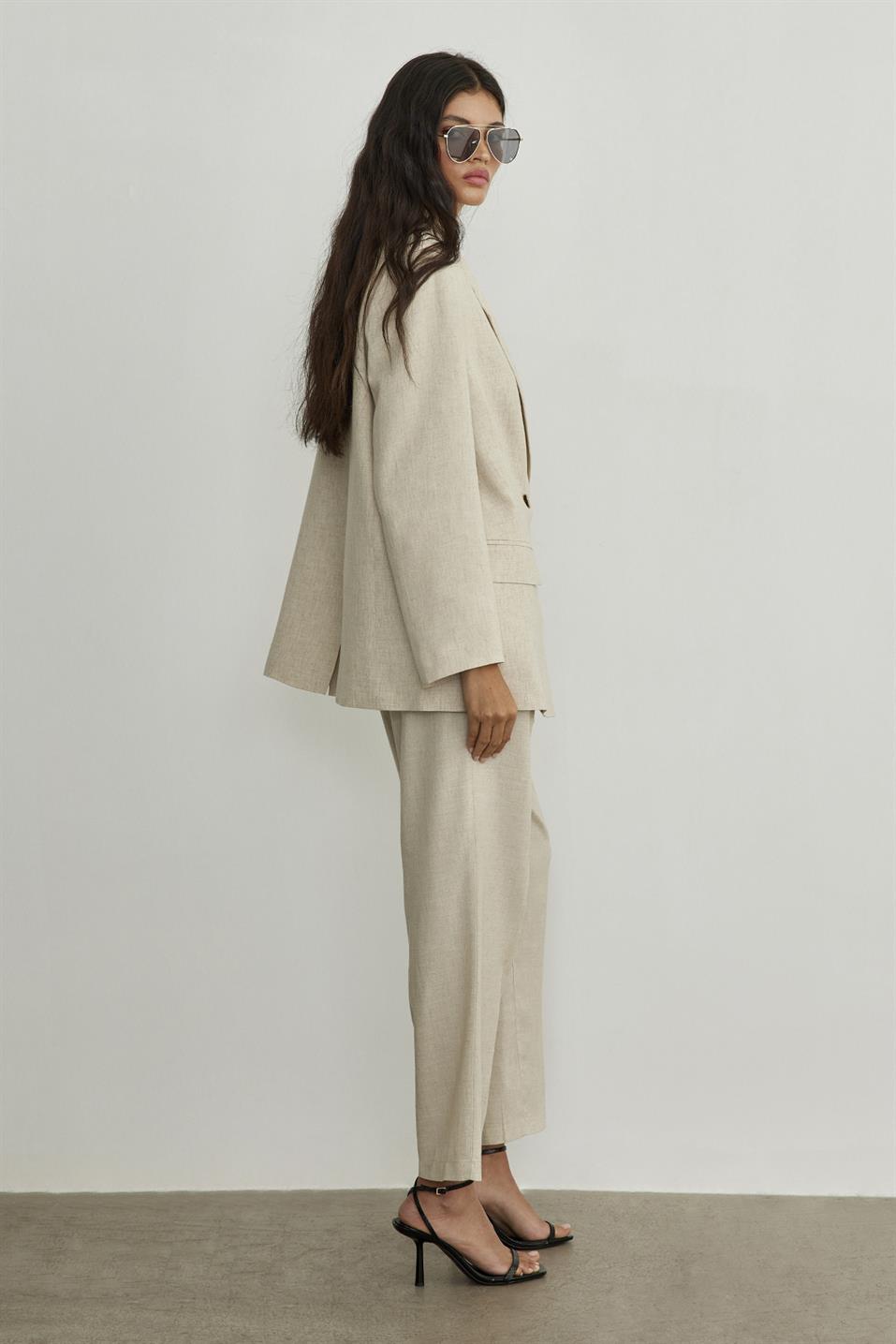 Rhodes Linen Double Pleated Trousers