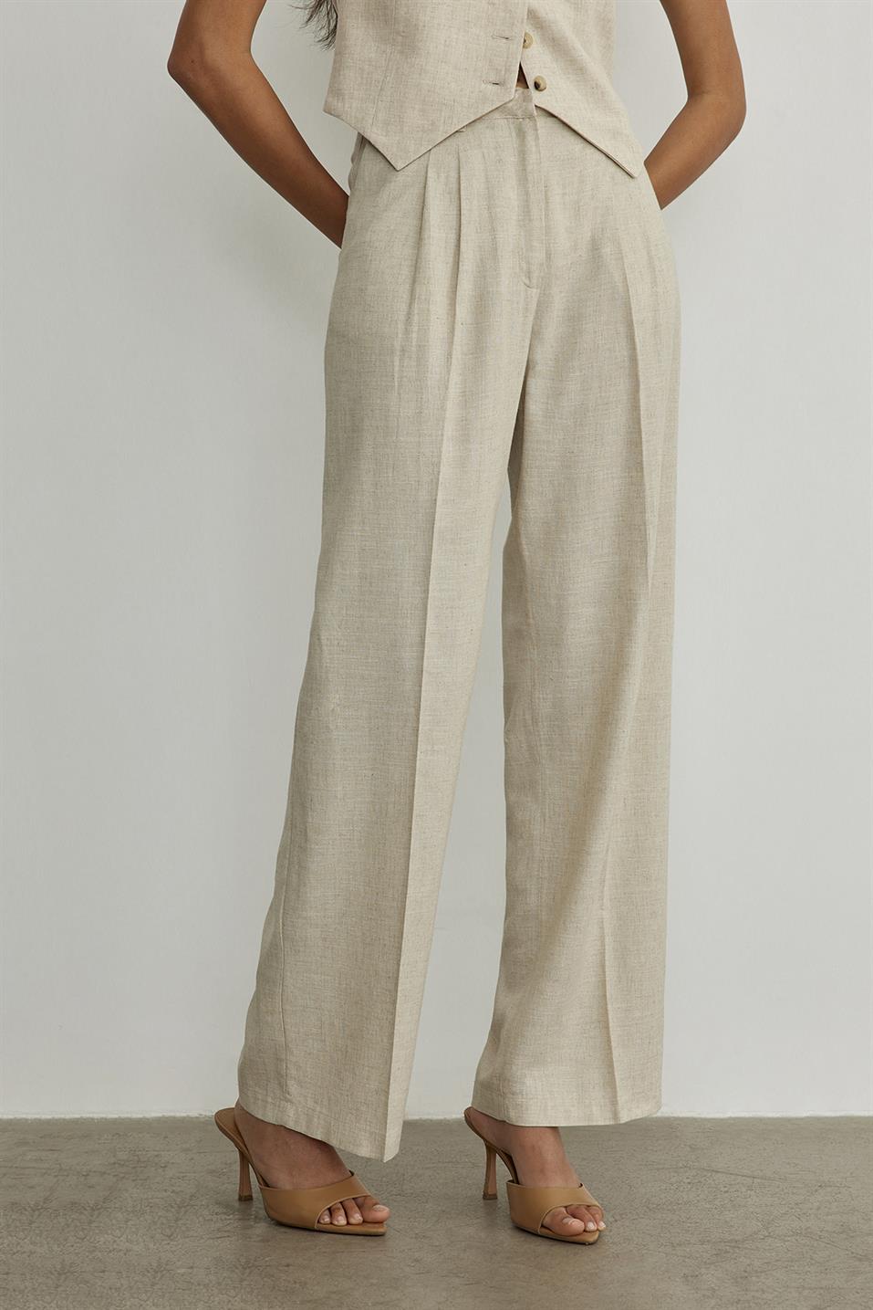 Rhodes Linen Double Pleated Trousers