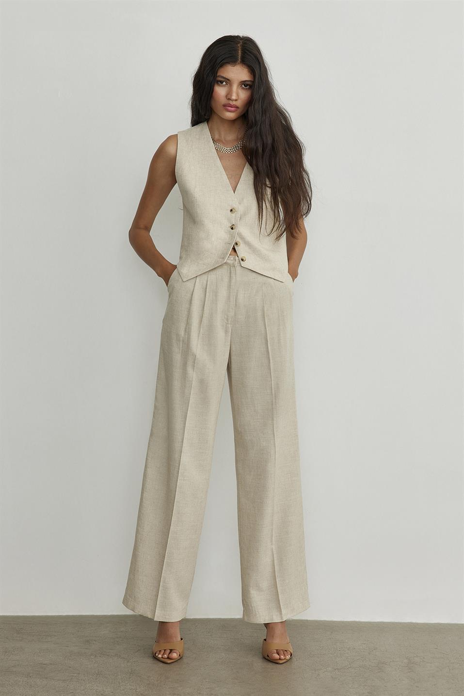 Rhodes Linen Double Pleated Trousers