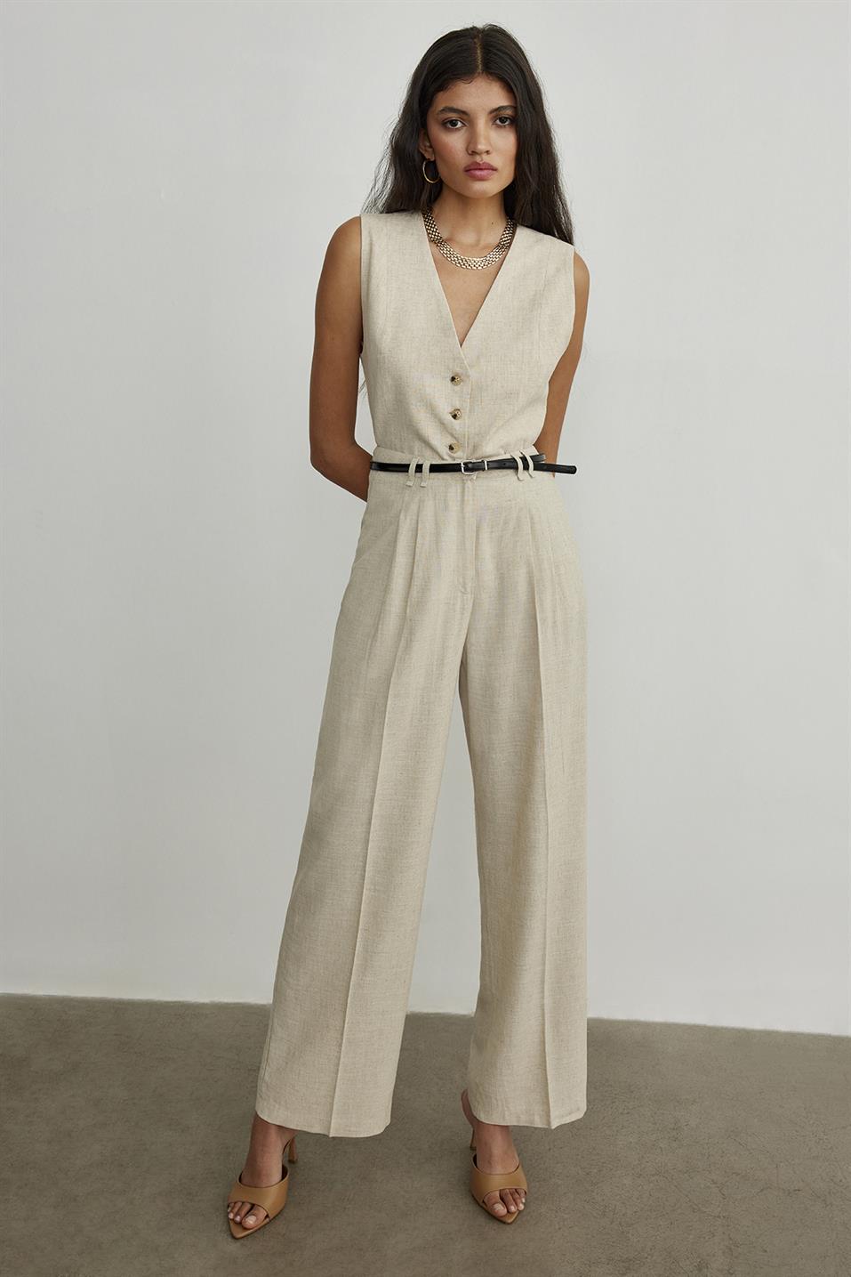 Rhodes Linen Double Pleated Trousers