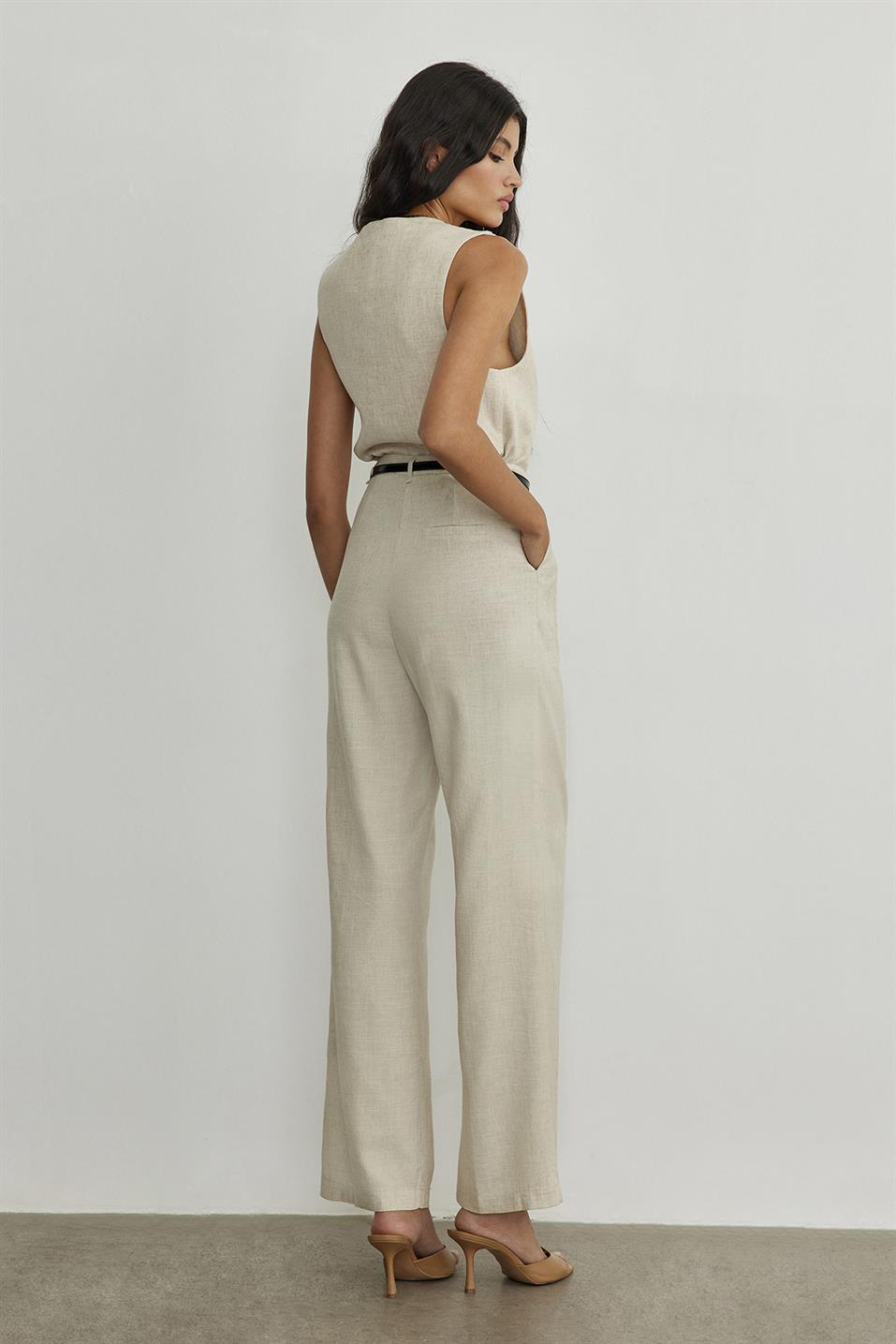 Rhodes Linen Double Pleated Trousers
