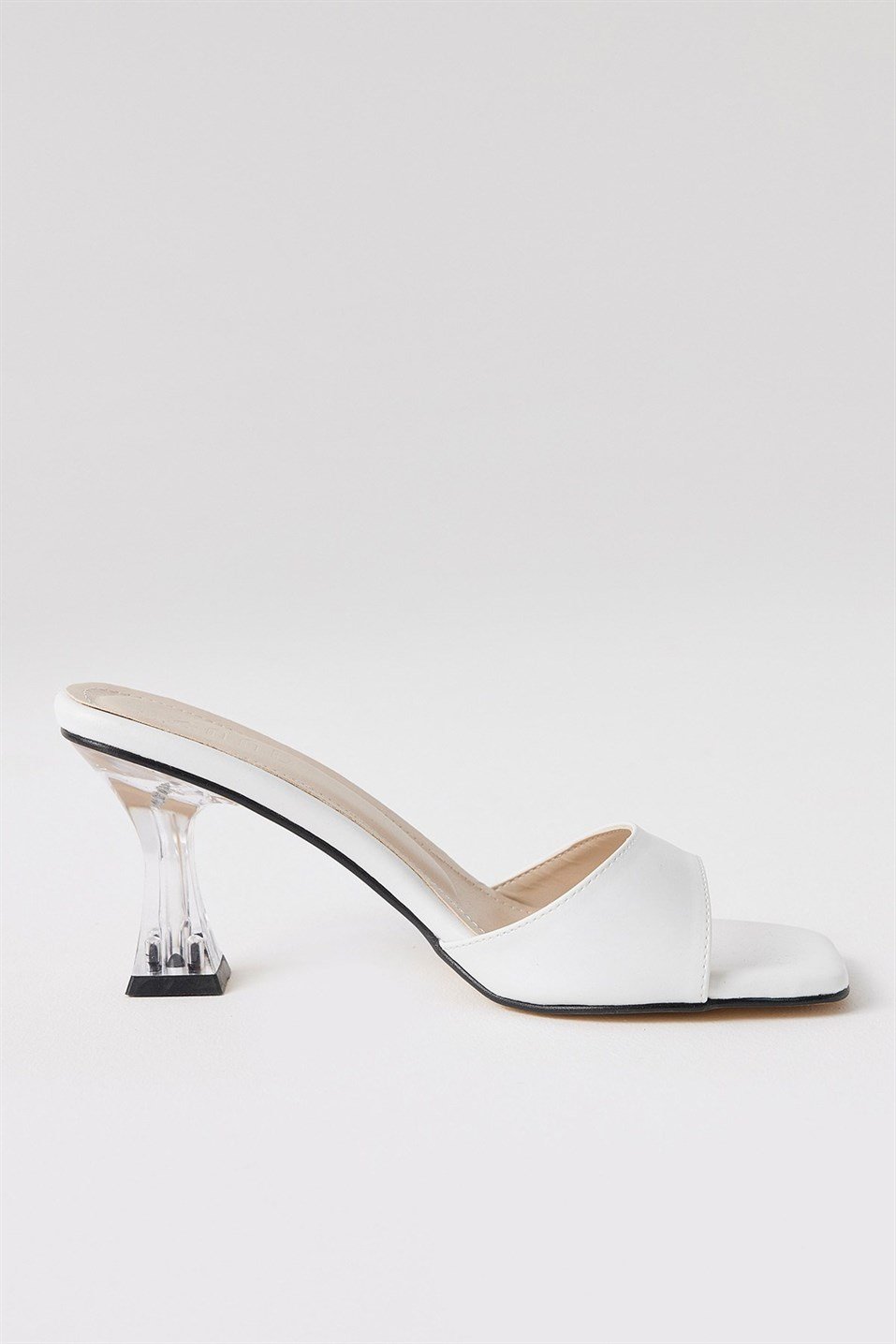 White Oval Banded Heels Sandals