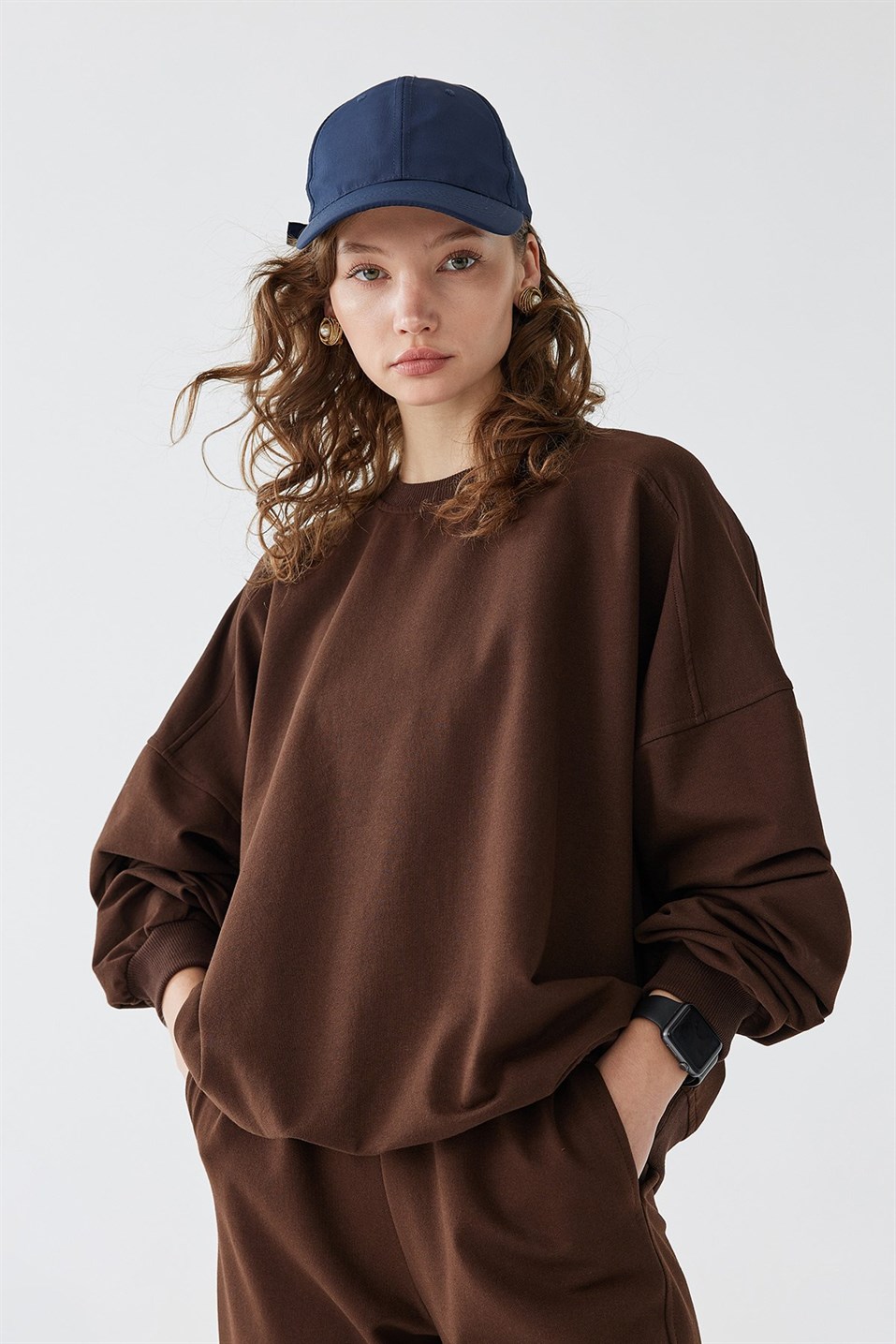 Bitter Brown Oversize Cotton Sweatshirt