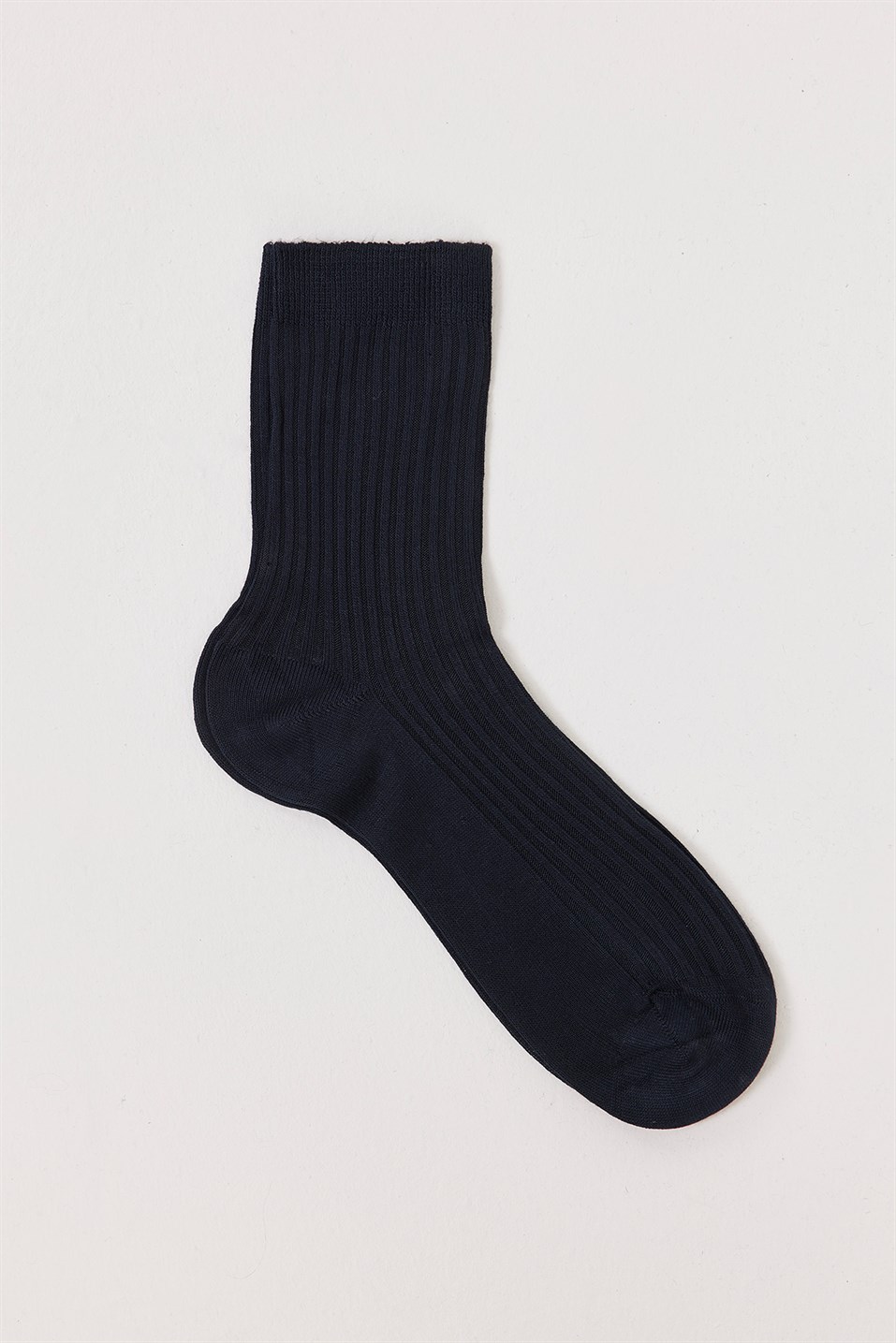 Navy Thin Ribbed Cotton Socks