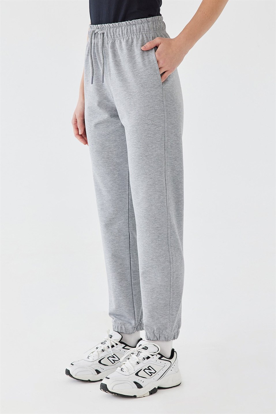Grey Cotton Jogger Trousers
