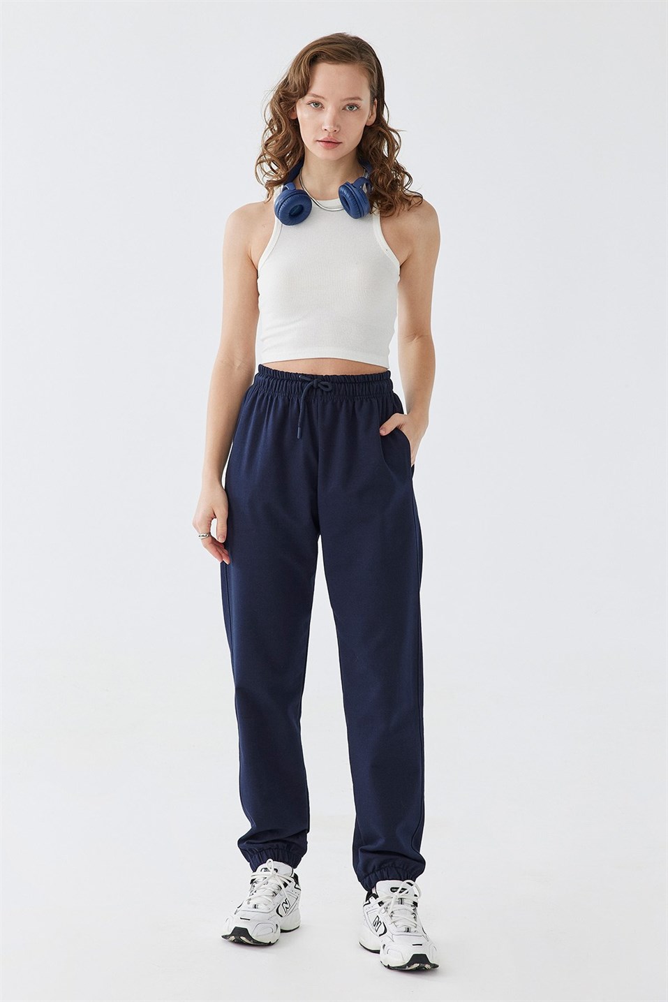 Navy Cotton Jogger Trousers