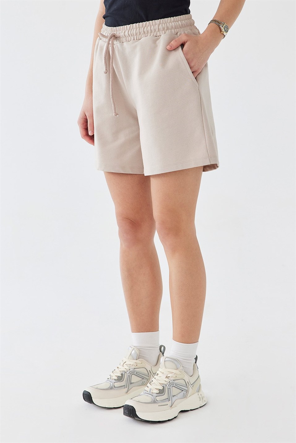 Beige Cotton Shorts