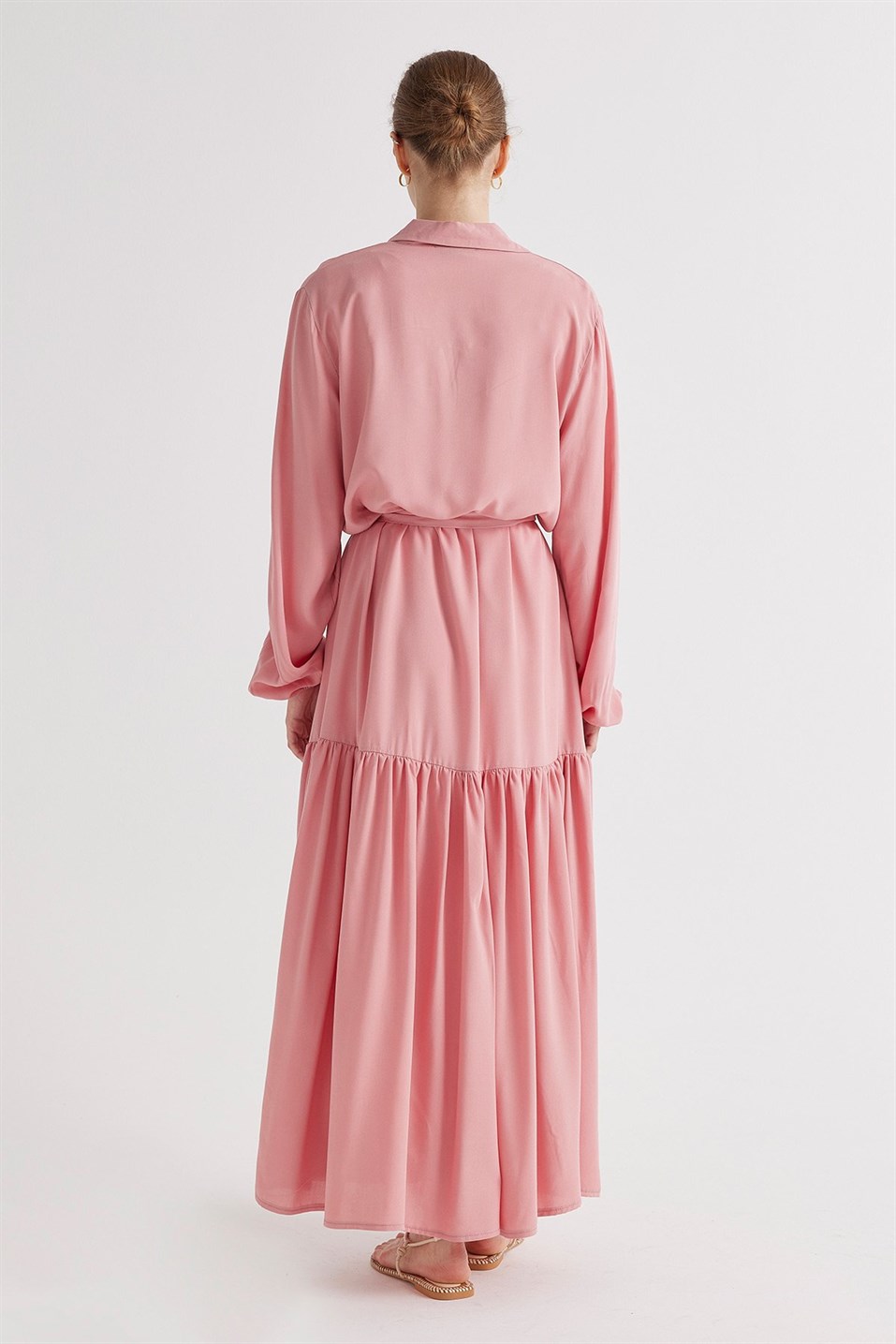 Pink Pop Viscose Pleated Dress