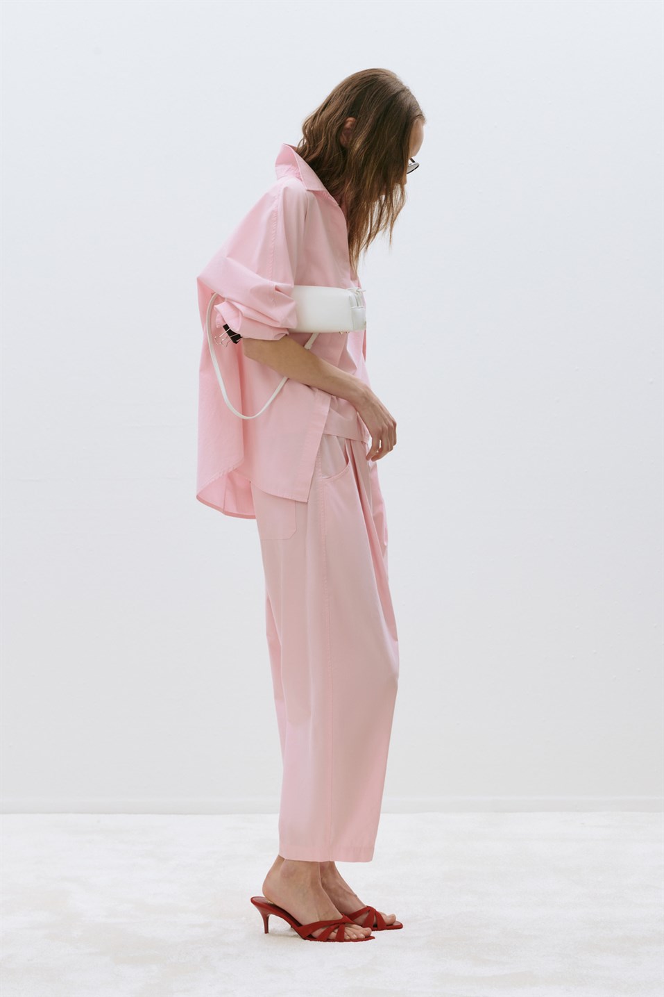 Pembe Klara Yıkamalı Poplin Gömlek