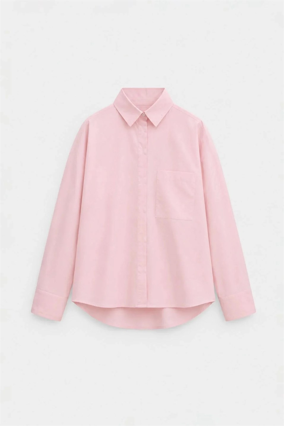 Pembe Klara Yıkamalı Poplin Gömlek