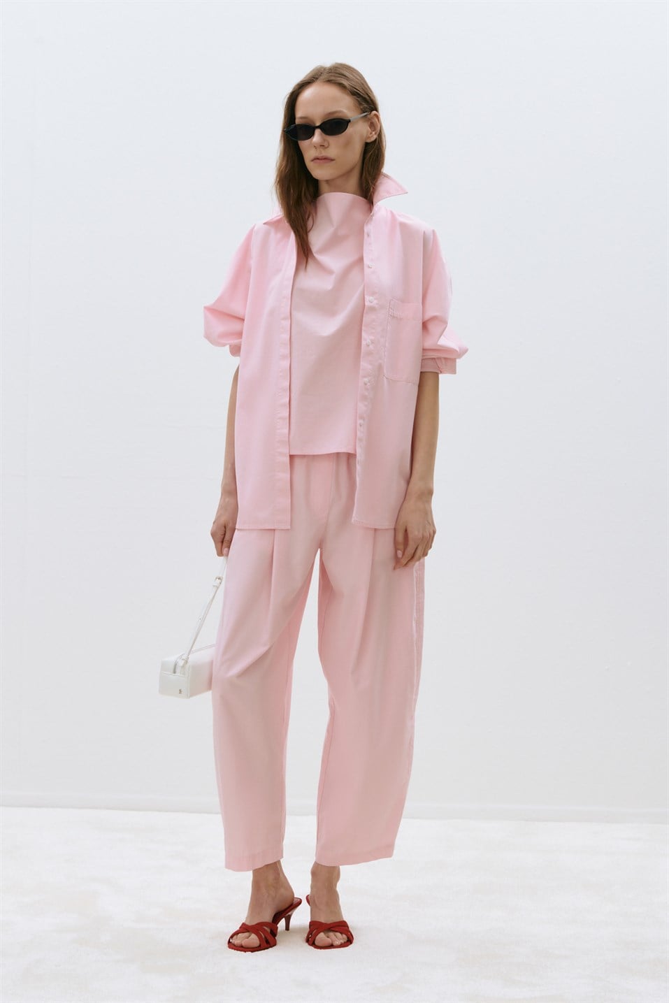 Pembe Klara Yıkamalı Poplin Gömlek