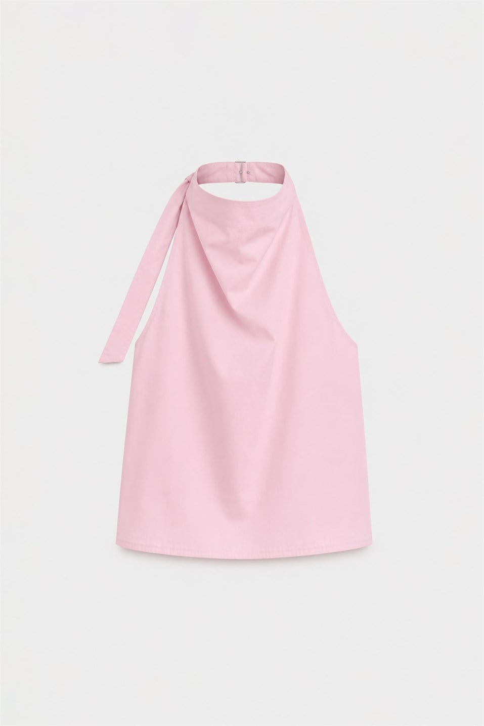 Pembe Marty Halter Yaka Poplin Bluz