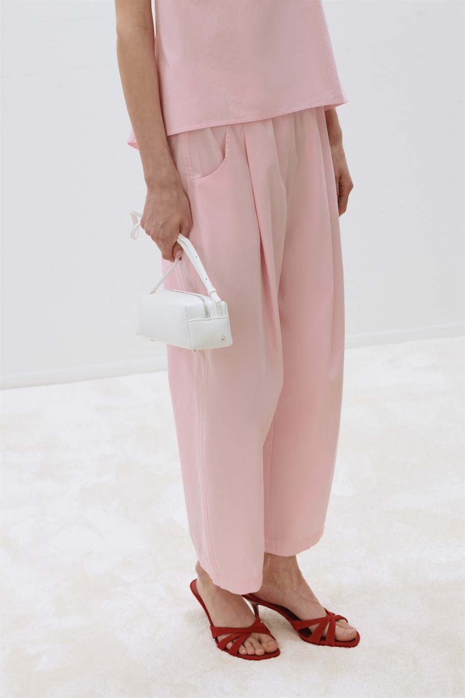 Pembe Raya Yıkamalı Poplin Pantolon