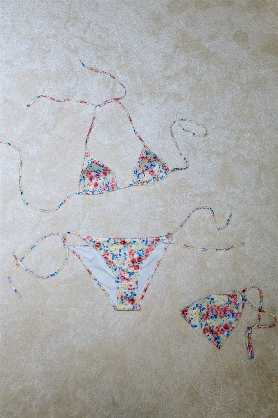 Renkli Peony Bikini Set