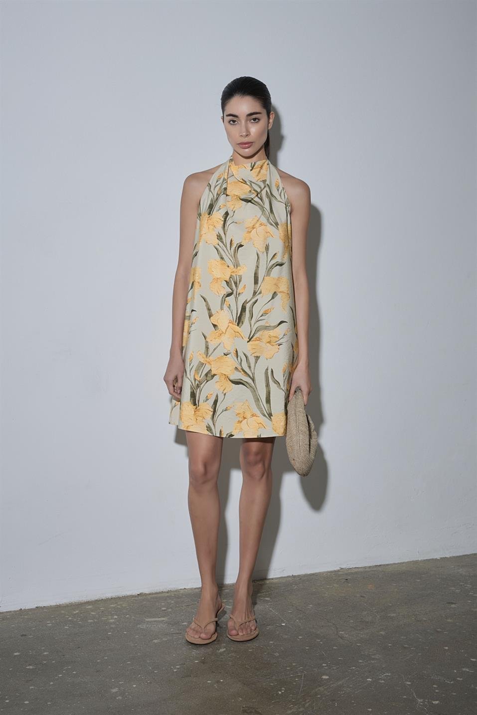 Renkli Sasha Halter Yaka Elbise