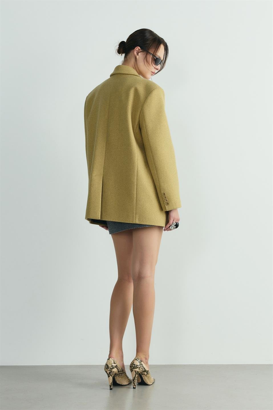 Sarı Gina Kaşe Blazer Ceket