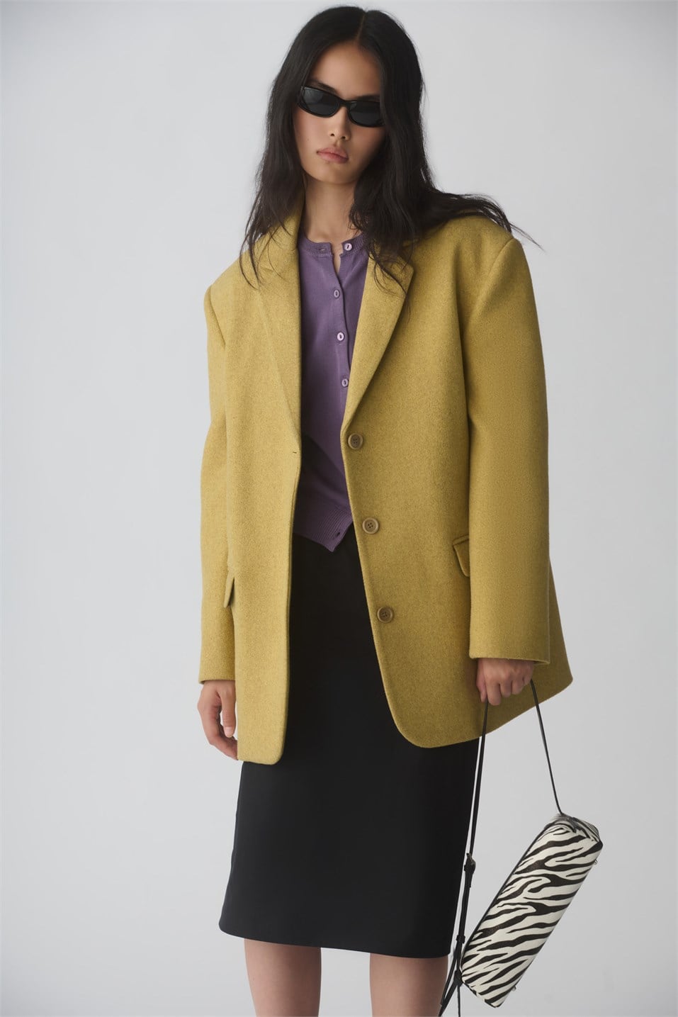 Sarı Gina Kaşe Blazer Ceket