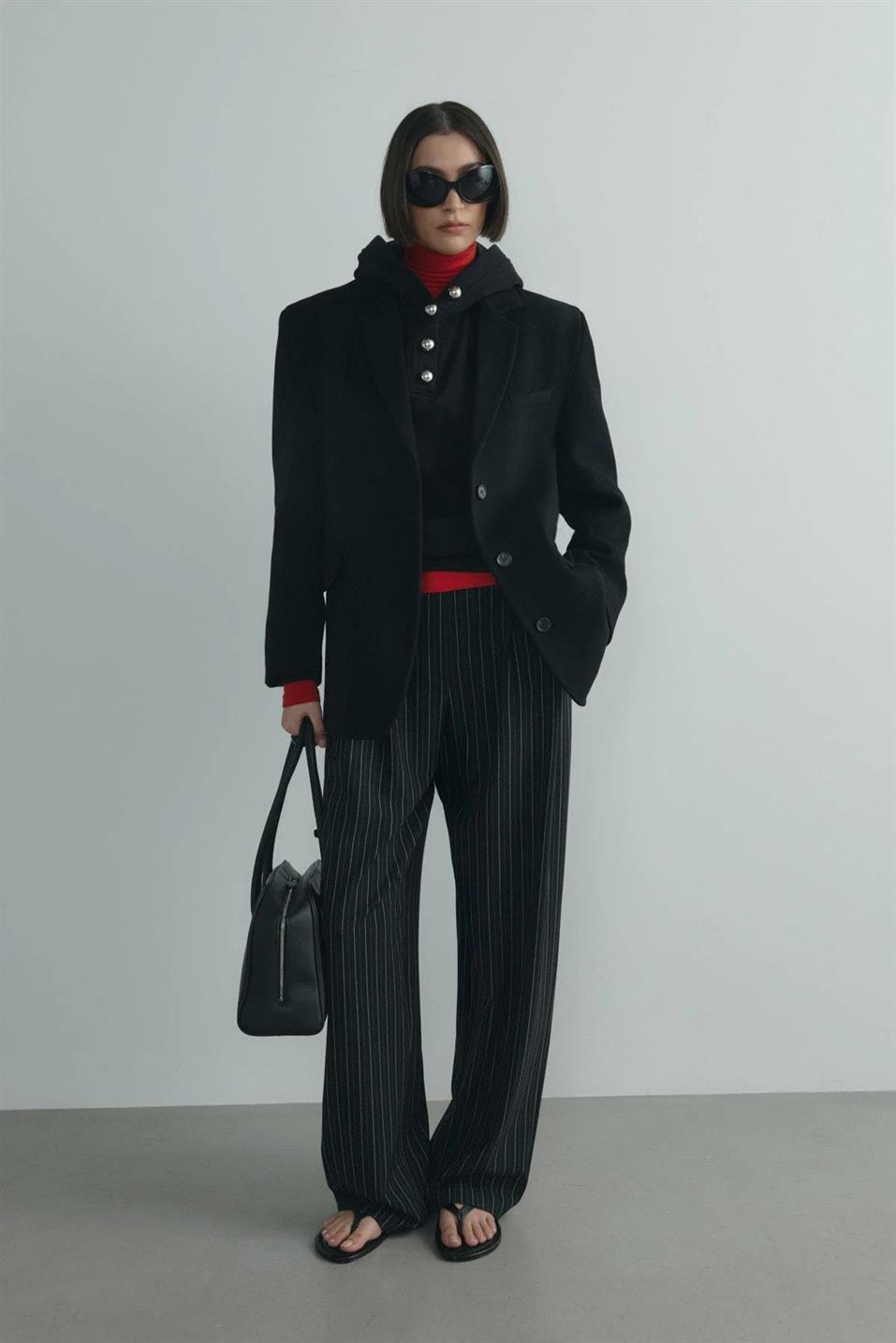 Siyah %100 Yün Blazer Ceket