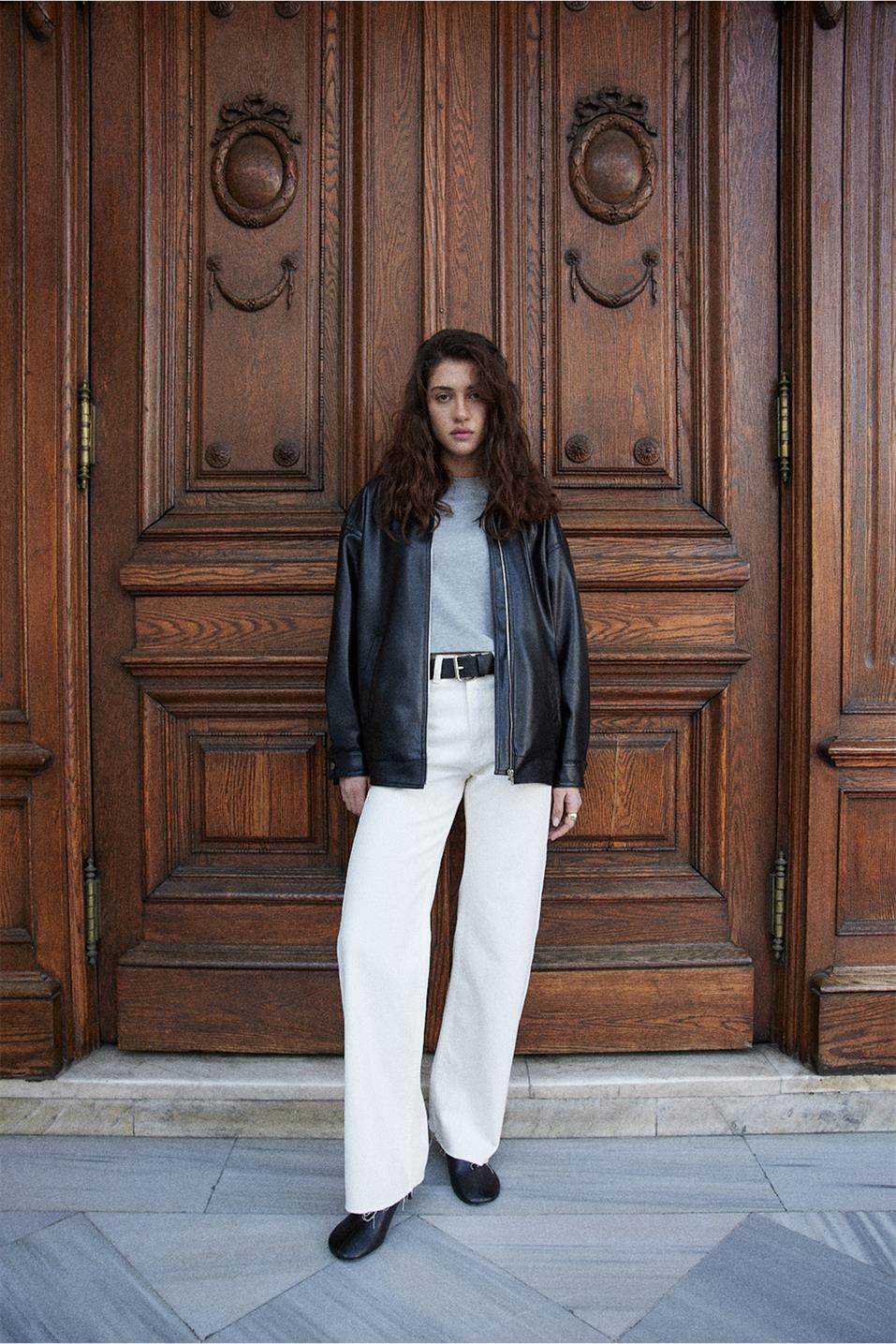 Retro 90s Faux Leather Jacket