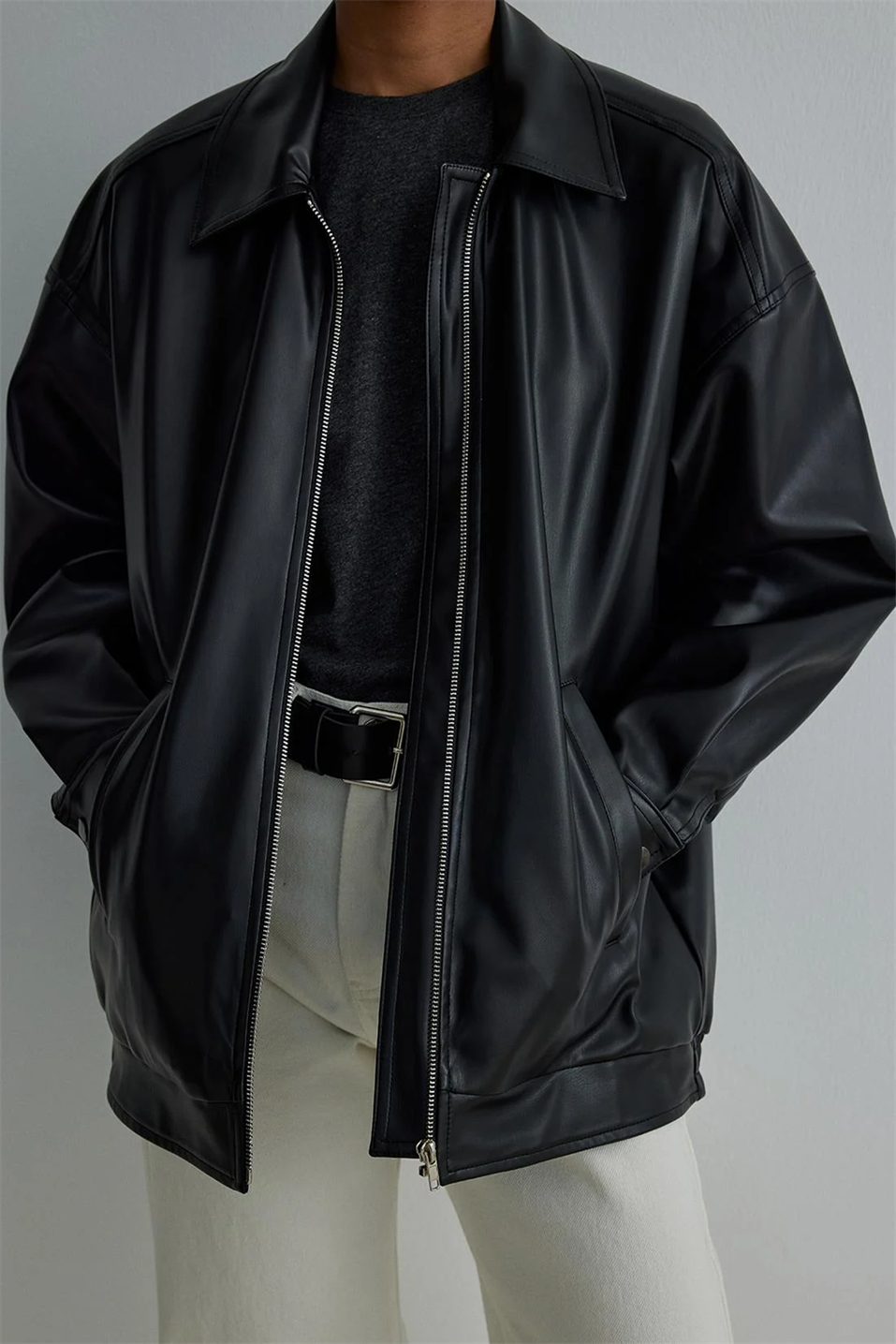 Retro 90s Faux Leather Jacket