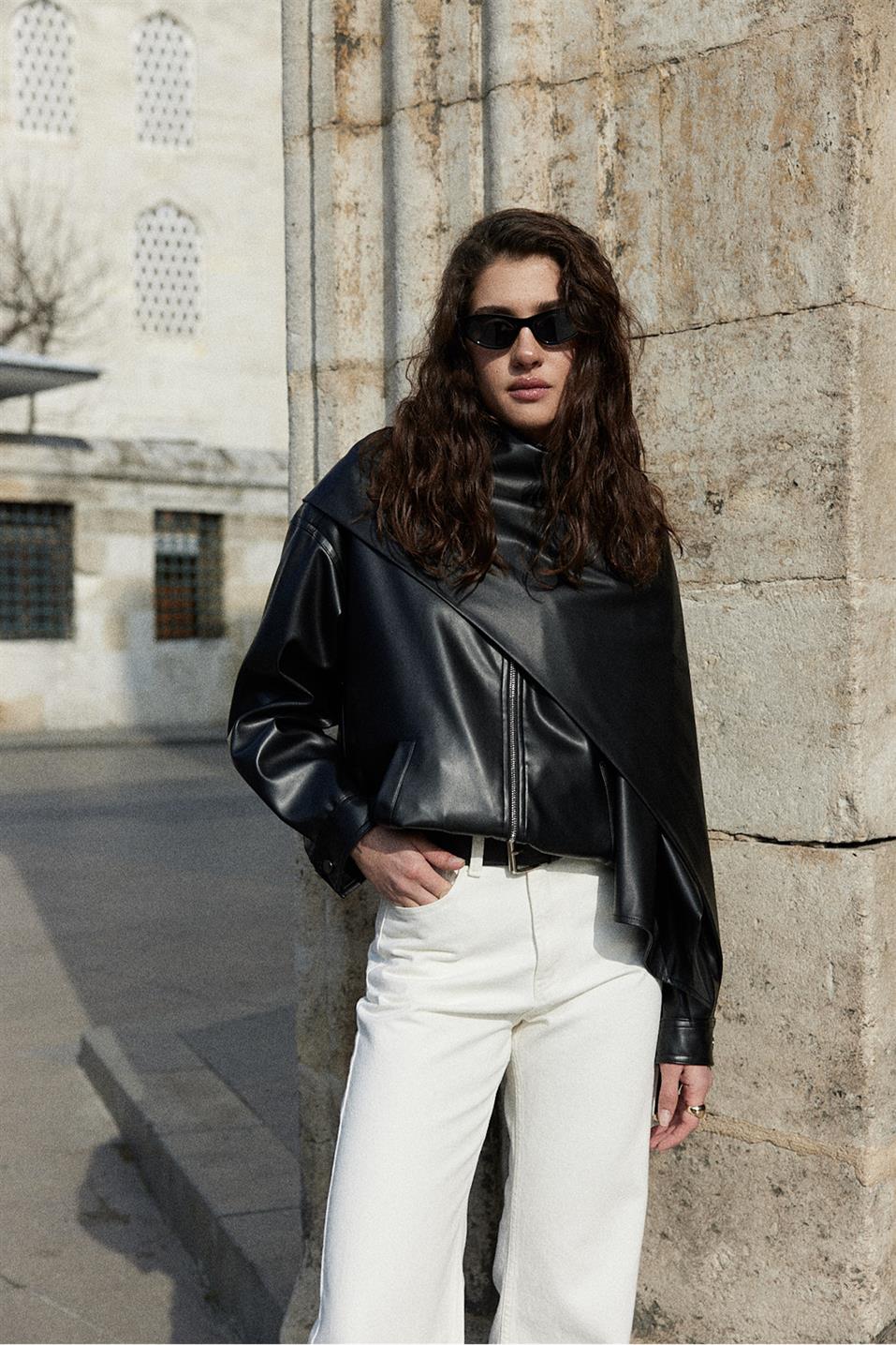 Retro 90s Faux Leather Jacket